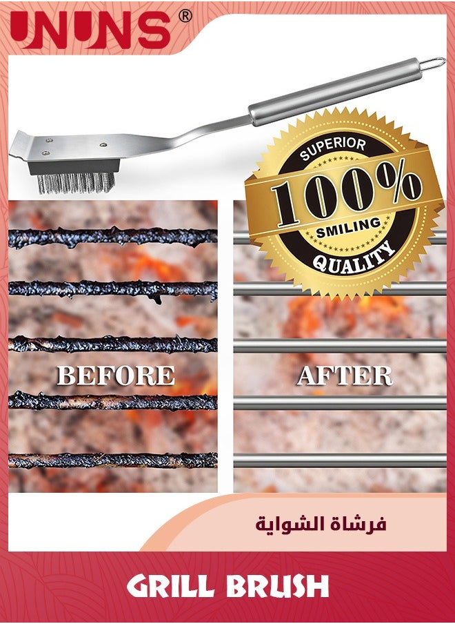 UNUNS - Grill Brush and Scraper,Wire BBQ Grill Brush for Outdoor Grill,16.5inch Grill Cleaning Brush BBQ Grill Accessories,Safe Grill Cleaner Brush-Ideal Gift For Men BBQ Brush For Grill Cleaning - Image 1