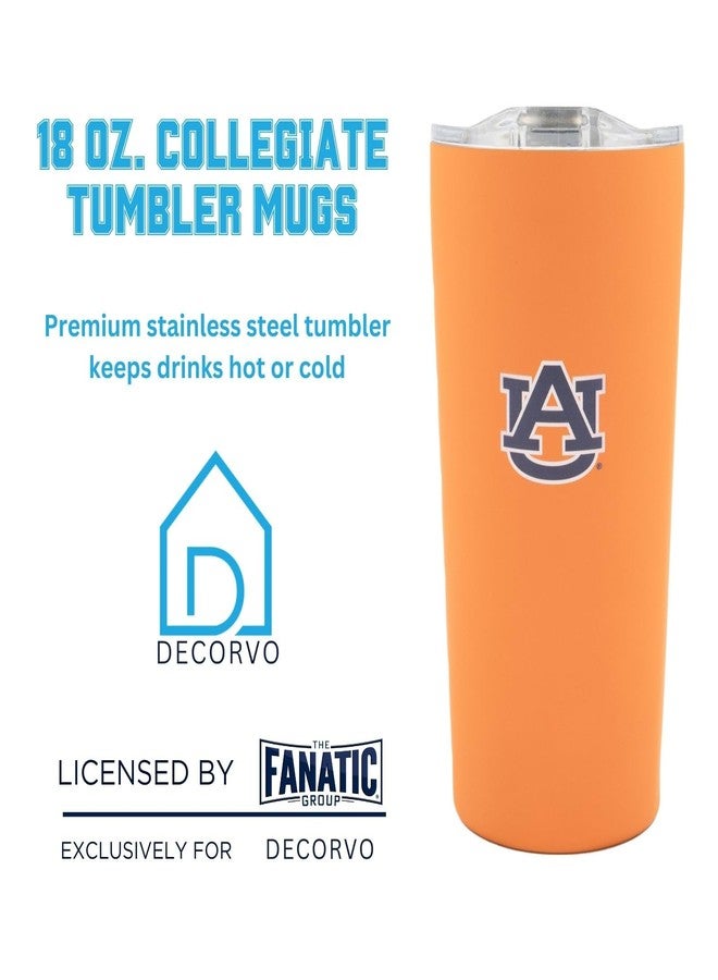 Decorvo Officially Licensed Collegiate Stainless Steel Tumbler - Double Walled Insulated Travel Tumbler with Slide Lid - 18 oz (Auburn Logo - Orange) - Image 3