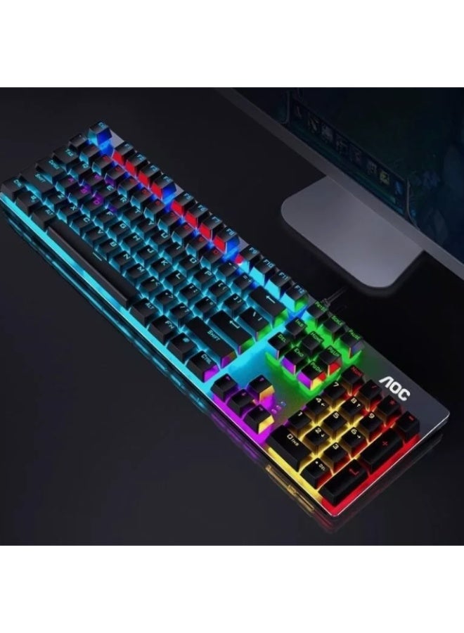 AOC GK410 RGB Mechanical Keyboard - 104 Keys, Durable Metal Panel, Stunning RGB - Image 3