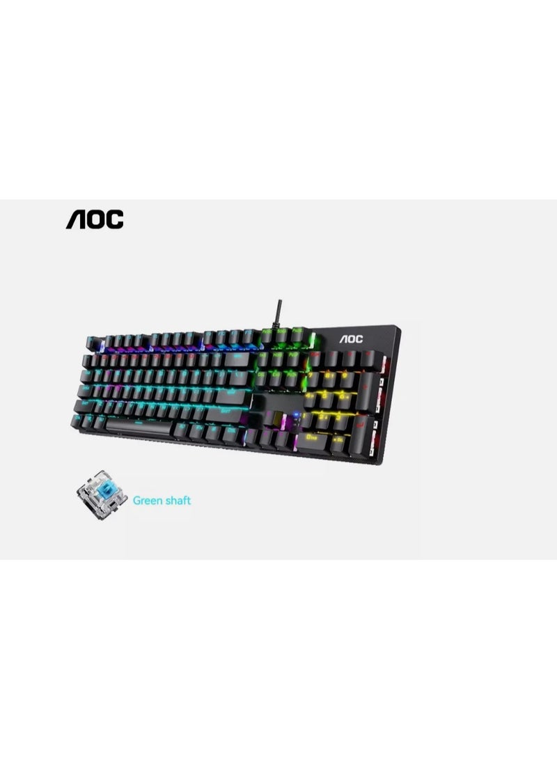 AOC GK410 RGB Mechanical Keyboard - 104 Keys, Durable Metal Panel, Stunning RGB - Image 1