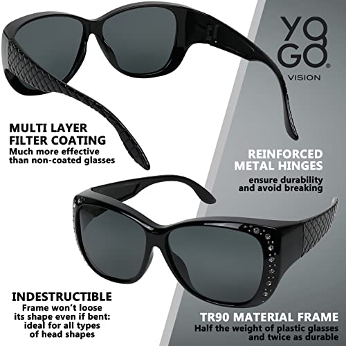 Yogo Vision Sunglasses that Fit Over Glasses for Women UV Protection Polarized and Night Vision Fitover Eyeglasses - Image 5