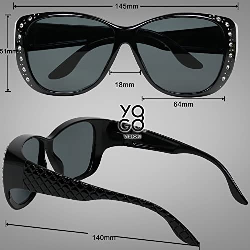 Yogo Vision Sunglasses that Fit Over Glasses for Women UV Protection Polarized and Night Vision Fitover Eyeglasses - Image 4