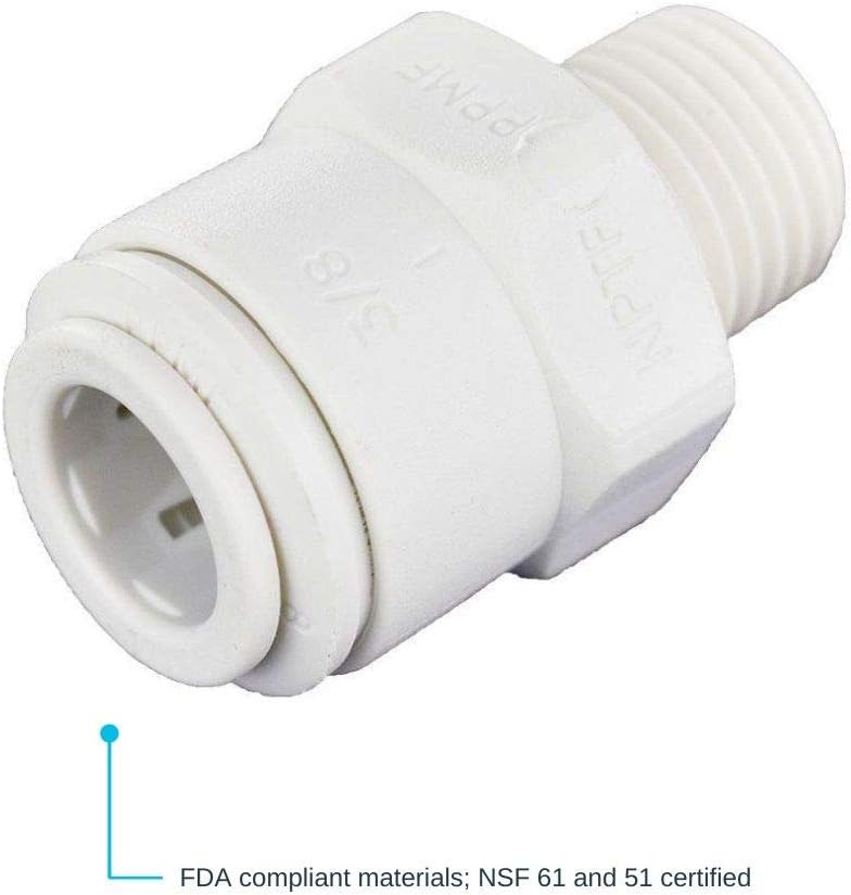 John Guest 3/8 Inch OD x 1/4 Inch NPT Male Connector, Push to Connect Plastic Plumbing Fitting, PP011222WP - Image 2