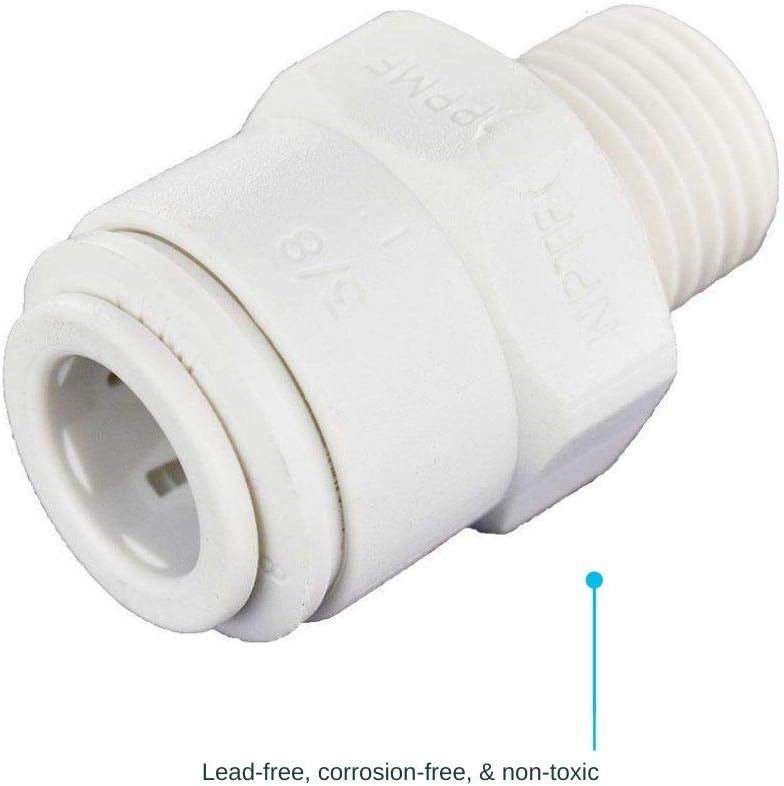 John Guest 3/8 Inch OD x 1/4 Inch NPT Male Connector, Push to Connect Plastic Plumbing Fitting, PP011222WP - Image 3