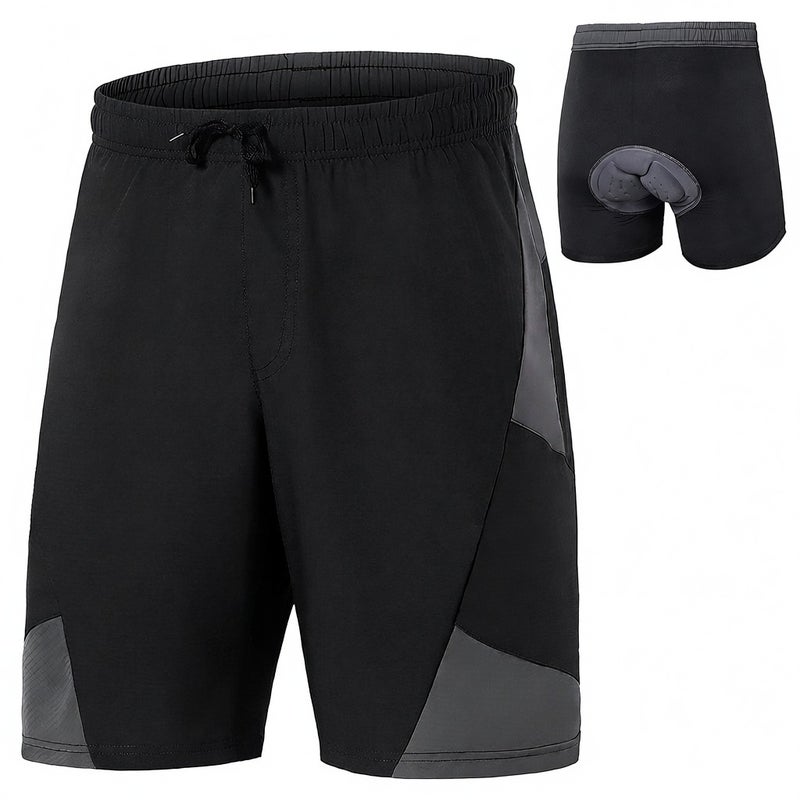2-In-1 Padded Bike Shorts: XL Black, Quick-Drying Flexible Fabric, 3D Non-Slip Foam Padding - Thigh Muscle Support Mesh Lining, Side Zipper Pockets for Long-Distance Cycling & Breathable Exercise - Image 1