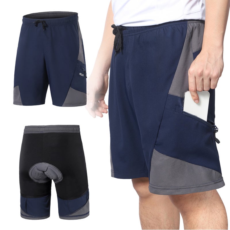 2-In-1 Padded Bike Shorts: XL Black, Quick-Drying Flexible Fabric, 3D Non-Slip Foam Padding - Thigh Muscle Support Mesh Lining, Side Zipper Pockets for Long-Distance Cycling & Breathable Exercise - Image 5