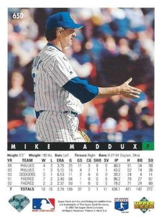 Upper Deck 1993 Upper Deck Series 2 Baseball #650 Mike Maddux New York Mets Official MLB Trading Card - Image 2