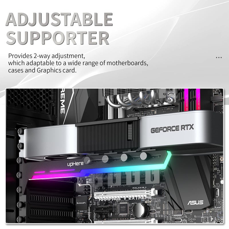 upHere 5V 3PIN Addressable RGB Graphics Card GPU Brace Support Video Card Sag Holder,Built-in 5V ARGB Strip,Adjustable Length and Height Support,G276ARGB - Image 3
