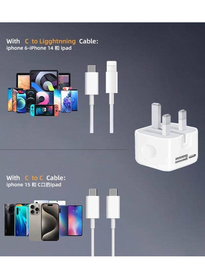 35W USB+USB-C Power Adapter, charging head only (cable not included), compatible with PD/QC/SCP/FCP/Samsung AFC/Apple 2.4A/BC and other fast charging protocols (white) - Image 2