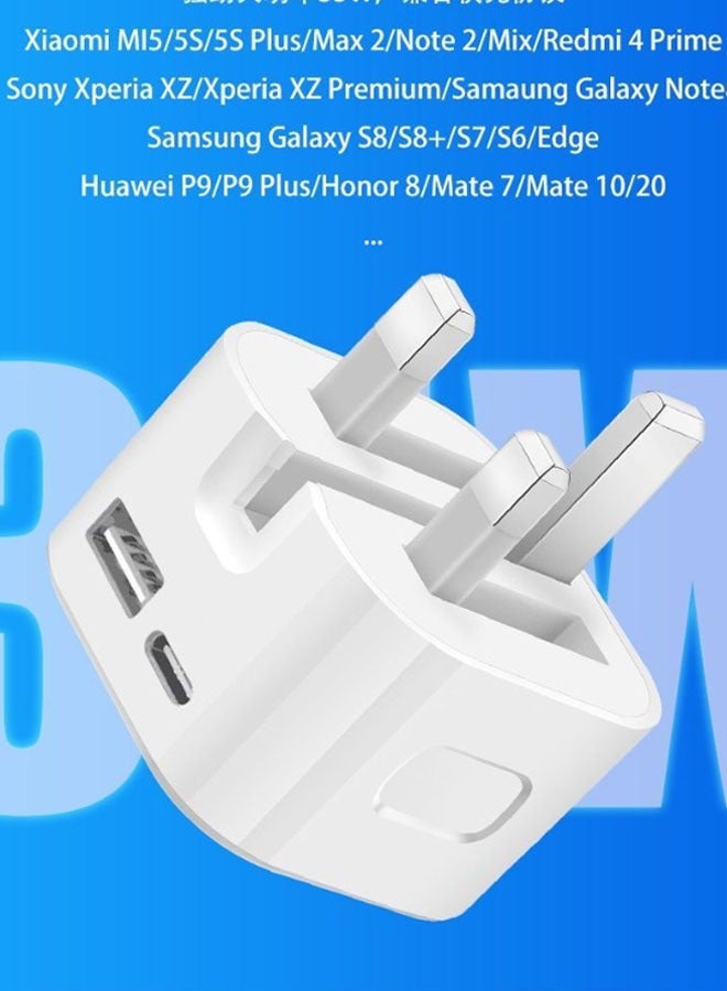 35W USB+USB-C Power Adapter, charging head only (cable not included), compatible with PD/QC/SCP/FCP/Samsung AFC/Apple 2.4A/BC and other fast charging protocols (white) - Image 4