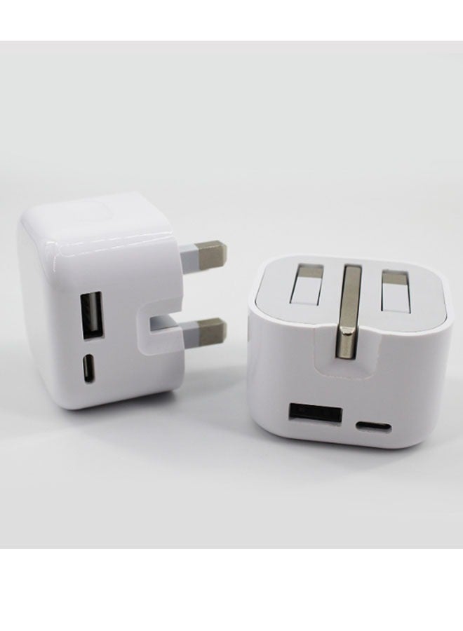 35W USB+USB-C Power Adapter, charging head only (cable not included), compatible with PD/QC/SCP/FCP/Samsung AFC/Apple 2.4A/BC and other fast charging protocols (white) - Image 1