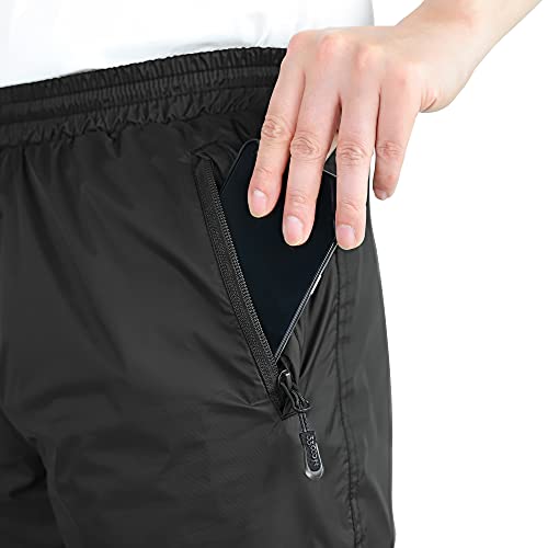 33,000ft Men's Rain Pants, Waterproof Rain Over Pants, Windproof Outdoor Pants for Hiking, Fishing Black, M/34L (34Wx34L) - Image 5