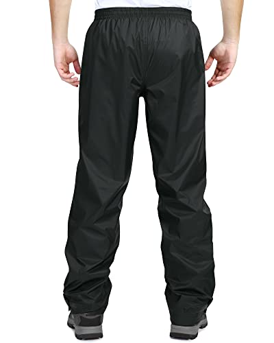 33,000ft Men's Rain Pants, Waterproof Rain Over Pants, Windproof Outdoor Pants for Hiking, Fishing Black, M/34L (34Wx34L) - Image 2