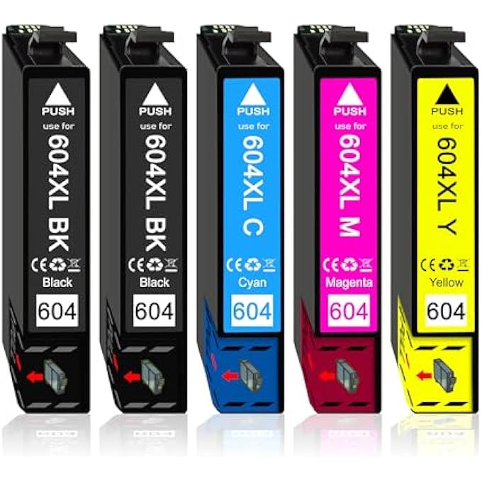 PACK OF 5 PRINTER CARTRIDGES COMPATIBLE WITH EPSON 604 | 604XL FOR XP-2200 XP-2205 XP-3200 XP-3205 XP-4200 XP-4205 WF-2910DWF WF-2930DWF WF-2935DWF WF-2950DWF - Image 2
