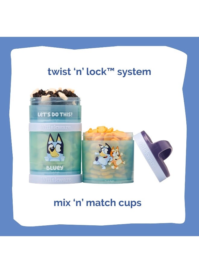 Whiskware - Whiskware Bluey Stackable Snack Containers for Kids and Toddlers, 3 Stackable Snack Cups for School and Travel, Bluey and Bingo, Let’s Do This! - Image 1