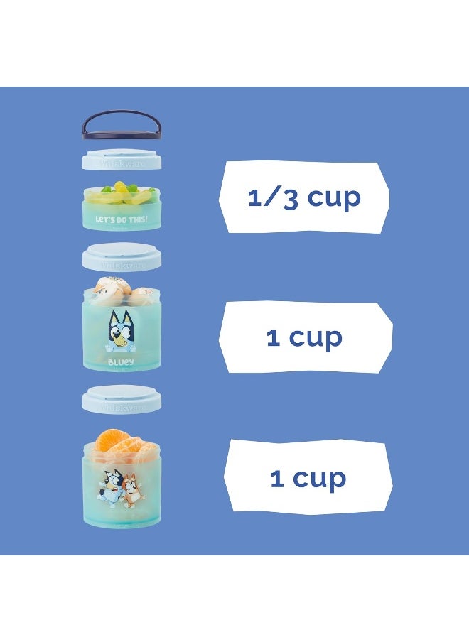 Whiskware - Whiskware Bluey Stackable Snack Containers for Kids and Toddlers, 3 Stackable Snack Cups for School and Travel, Bluey and Bingo, Let’s Do This! - Image 1