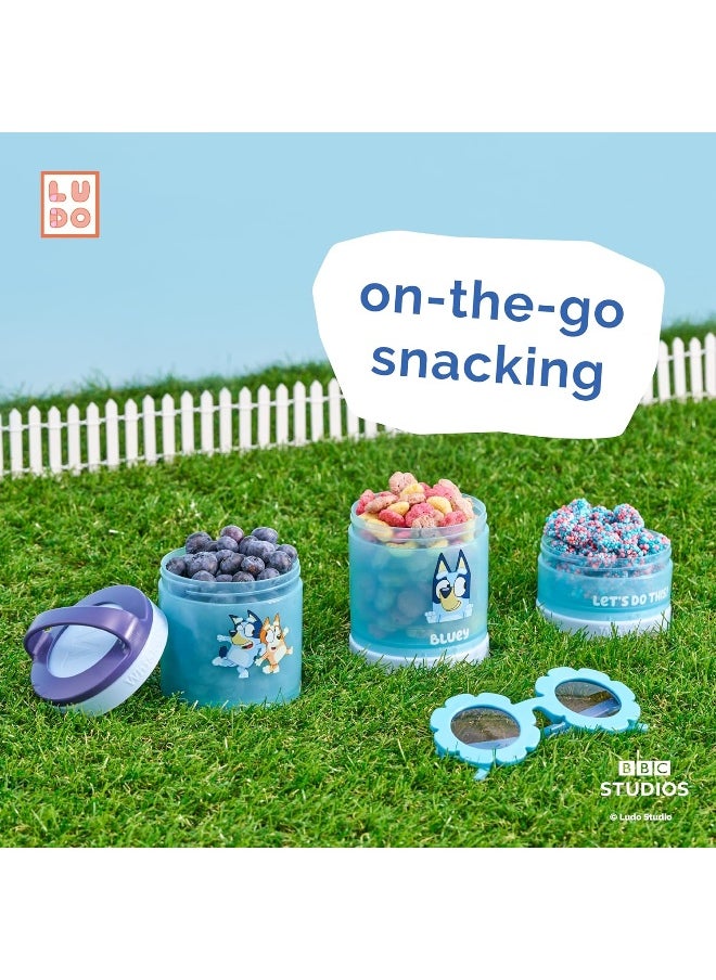 Whiskware - Whiskware Bluey Stackable Snack Containers for Kids and Toddlers, 3 Stackable Snack Cups for School and Travel, Bluey and Bingo, Let’s Do This! - Image 1