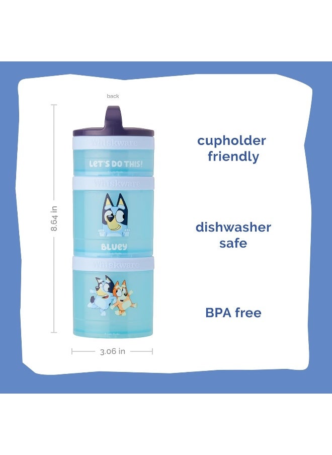 Whiskware - Whiskware Bluey Stackable Snack Containers for Kids and Toddlers, 3 Stackable Snack Cups for School and Travel, Bluey and Bingo, Let’s Do This! - Image 1