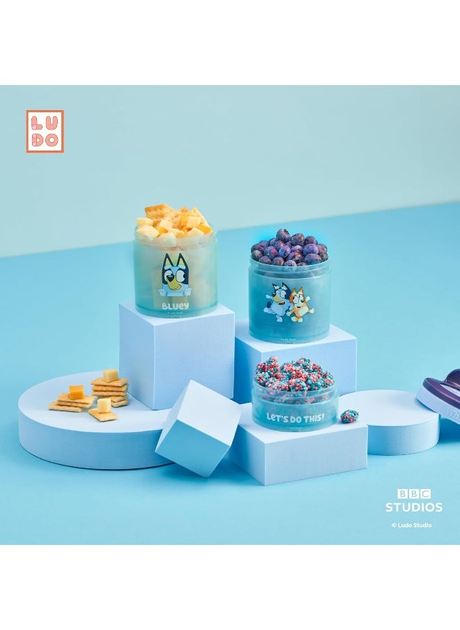 Whiskware - Whiskware Bluey Stackable Snack Containers for Kids and Toddlers, 3 Stackable Snack Cups for School and Travel, Bluey and Bingo, Let’s Do This! - Image 1
