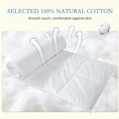 YOUR MOON Summer Lightweight Wool Comforter - Breathable & Thin Duvet Insert for Hot Sleepers, 100% Australian Wool Filling 100gsm with Pure Cotton Shell-Queen Size (White) - Image 5