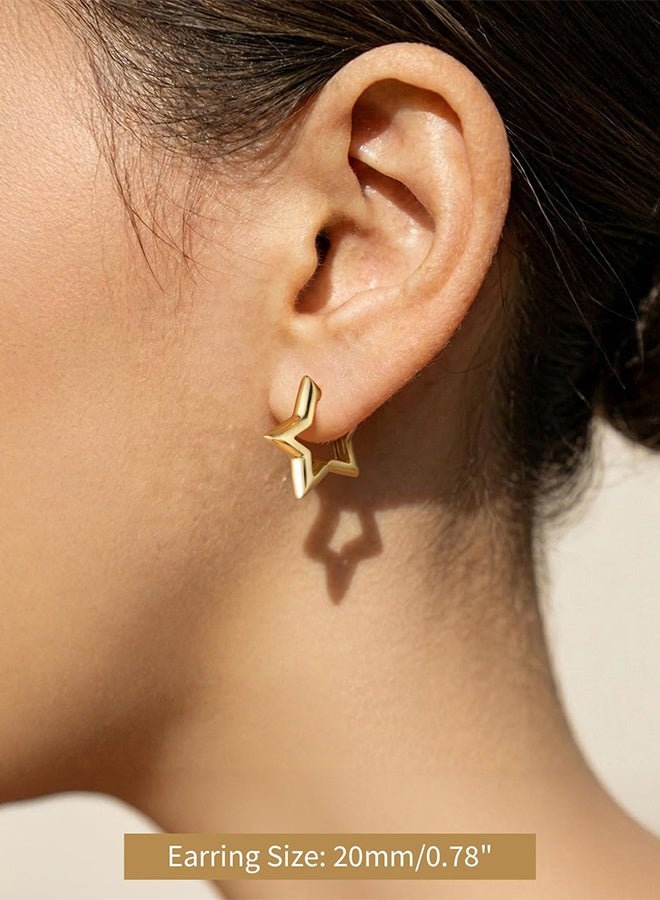 20mm Gold Star Huggie Hoop Earrings for Women, Lightweight Gold Plated Cute Funky Earrings Jewelry Gift for Girls Women - Image 5