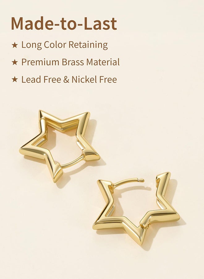 20mm Gold Star Huggie Hoop Earrings for Women, Lightweight Gold Plated Cute Funky Earrings Jewelry Gift for Girls Women - Image 4