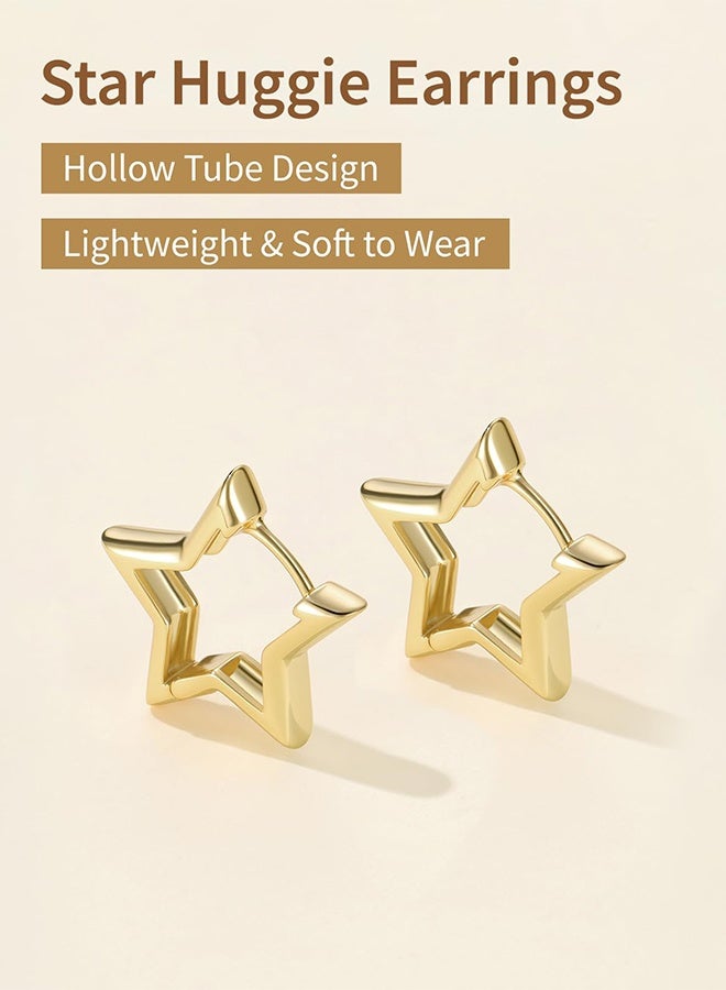 20mm Gold Star Huggie Hoop Earrings for Women, Lightweight Gold Plated Cute Funky Earrings Jewelry Gift for Girls Women - Image 2