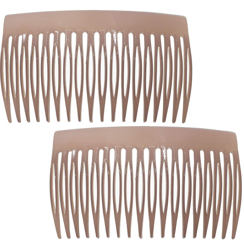 Camila Paris CP2947 French Hair Side Comb Small Rounded Nude French Twist Hair Combs Decorative Strong Hold Hair Clips for Women Bun Chignon UpDo Styling Girls Hair Accessories Made in France
