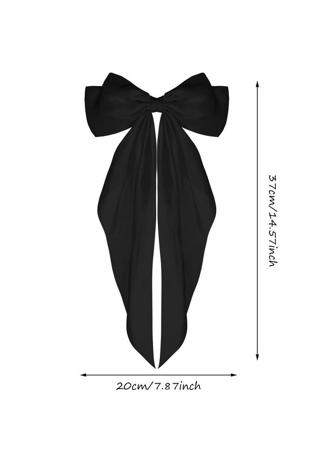 WLLHYF - Big Bow Barrettes Long Tail French Ribbon Hair Pins Soft Silky Satin Hair Clip Metal Bowknot Clips 90'S Accessories For Party Women Girl - Image 1