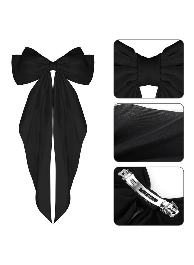 WLLHYF - Big Bow Barrettes Long Tail French Ribbon Hair Pins Soft Silky Satin Hair Clip Metal Bowknot Clips 90'S Accessories For Party Women Girl - Image 1