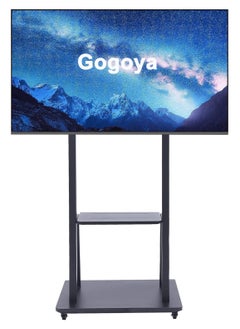 Gogoya Mobile TV Stand on Wheels,Heavy Duty TV Trolley for 32-75 inch LCD LED OLED Flat TVs Rolling TV Floor Stand with Metal Shelf Height Adjustable Holds up to 143lbs Max VESA 600x400mm,Black  - Image 1