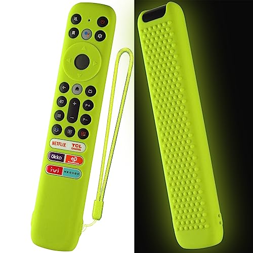 AKSHFETH Silicone Cover for TCL RC902V FMR1 Voice Remote, TCL LED Smart TV 65X925 75X925 Remote Control Case Cover with Lanyard(Glow Green) - Image 1