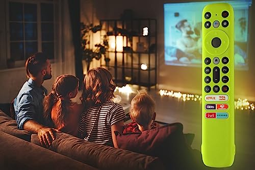 AKSHFETH Silicone Cover for TCL RC902V FMR1 Voice Remote, TCL LED Smart TV 65X925 75X925 Remote Control Case Cover with Lanyard(Glow Green) - Image 2