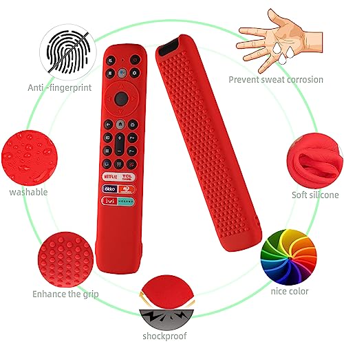 AKSHFETH Silicone Cover for TCL RC902V FMR1 Voice Remote, TCL LED Smart TV 65X925 75X925 Remote Control Case Cover with Lanyard(Glow Green) - Image 3