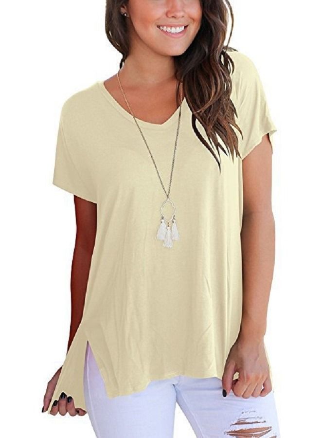 Loquat Women's Front Short Back Long Side Seam Split T-Shirt - Image 1