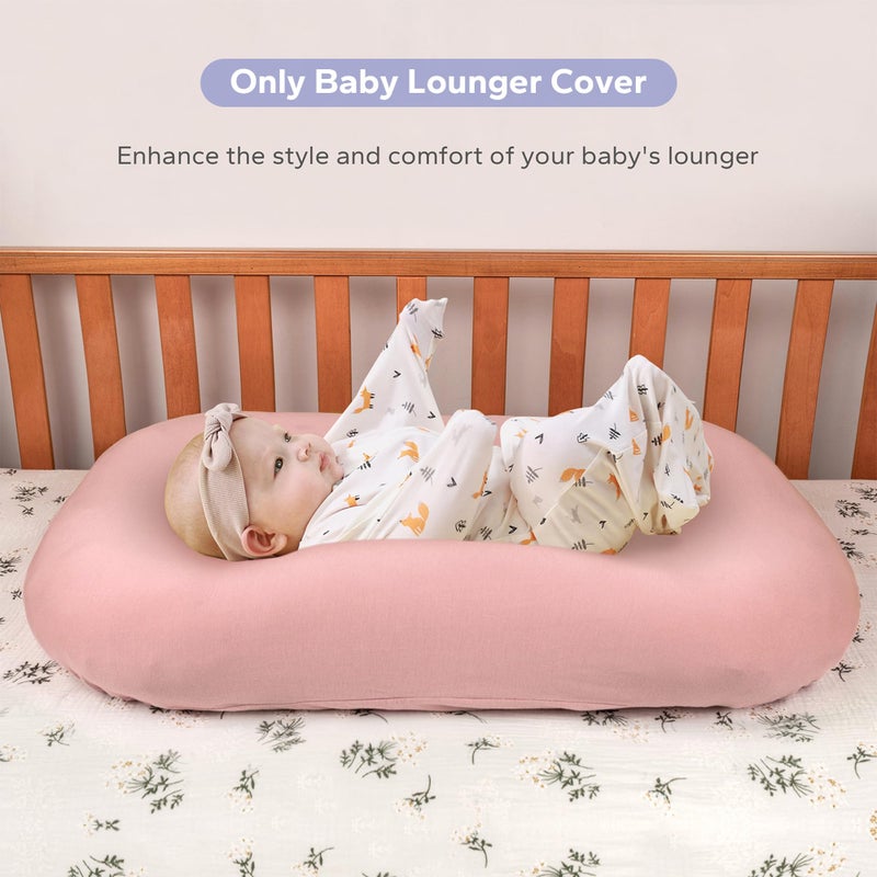 FUNUPUP Rayon Derived from Bamboo Baby Lounger Cover Compatible with Snuggle Me Lounger, Infant Lounger Pillow Cover for Newborn, Removable Elastic Newborn Lounger Cover,Cover Only,Pink - Image 2