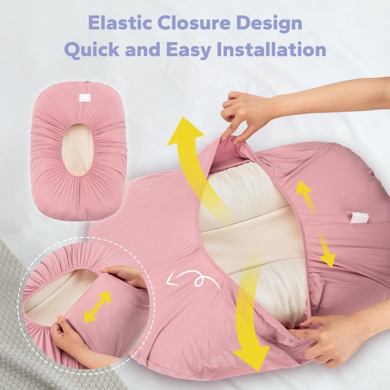 FUNUPUP Rayon Derived from Bamboo Baby Lounger Cover Compatible with Snuggle Me Lounger, Infant Lounger Pillow Cover for Newborn, Removable Elastic Newborn Lounger Cover,Cover Only,Pink - Image 5