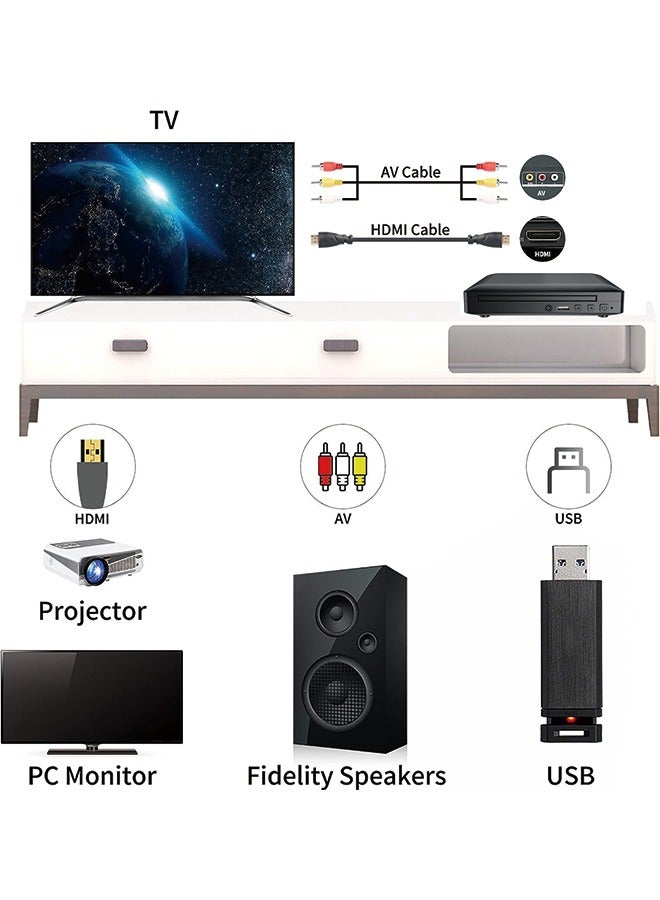 مشغل DVD صغير عالي الدقة، مشغلات أقراص مضغوطة للمنزل، مشغلات DVD للتلفزيون، كابل HDMI وRCA متضمن، تحويل إلى HD 1080p، جميع المناطق، ذاكرة نقطة التوقف، PAL/NTSC مدمج، USB 2.0 - Image 2