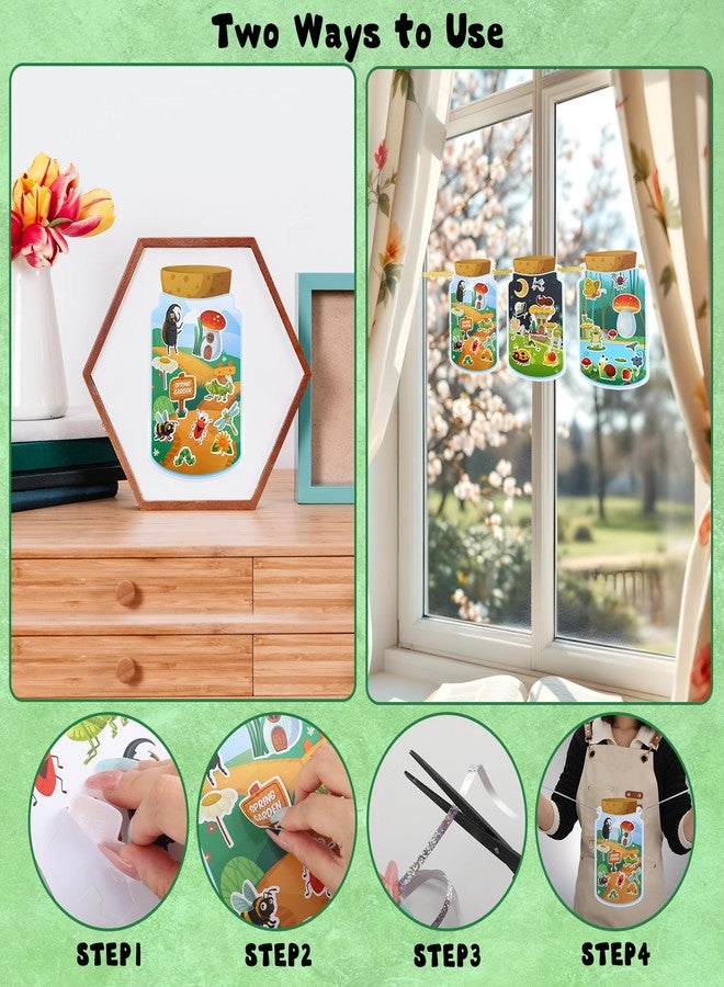 Fyguard 24Pcs Insect Jar Stickers with Scene 6 Designs Bug Sticker, Spring Stickers for Kids Insect Party Spring Craft Supplies Home Classroom Decor - Image 5