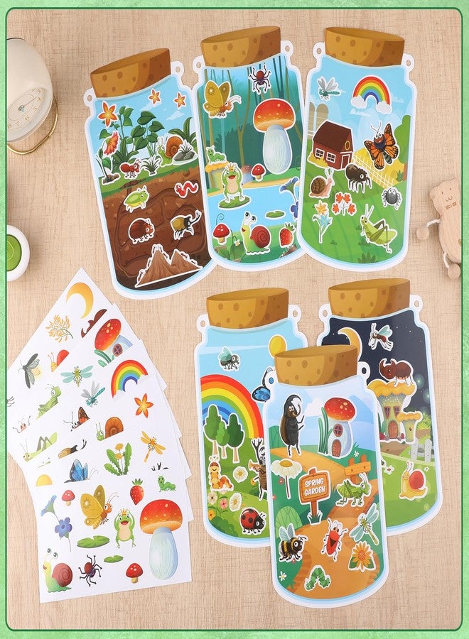 Fyguard 24Pcs Insect Jar Stickers with Scene 6 Designs Bug Sticker, Spring Stickers for Kids Insect Party Spring Craft Supplies Home Classroom Decor - Image 3