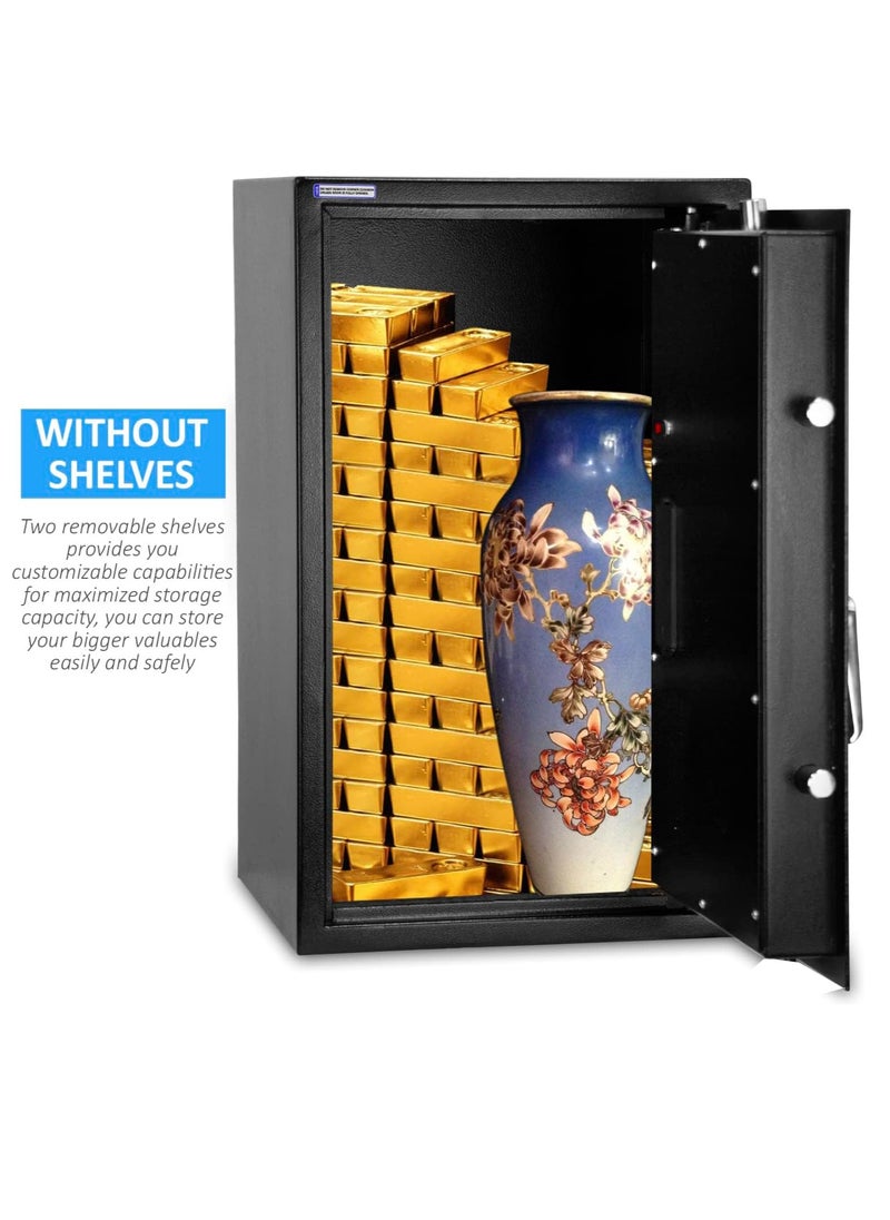 Rubik Safe Box Large with Digital Keypad and Key Lock Protect Money Documents Jewelry for Home Office N60EG (Size 60x36x30cm) Black  - Image 3