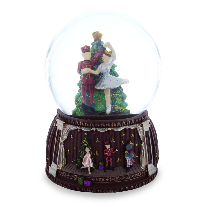 BestPysanky Dancing Nutcracker and Ballerina Musical Water Snow Globe 