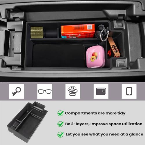 Neepiar Center Console Organizer Compatible with Nissan Rogue 2021 2022 2023 2024 2025 Armrest Storage Box Insert Tray Interior Secondary Accessories(Armrest Storage Tray) - Image 3