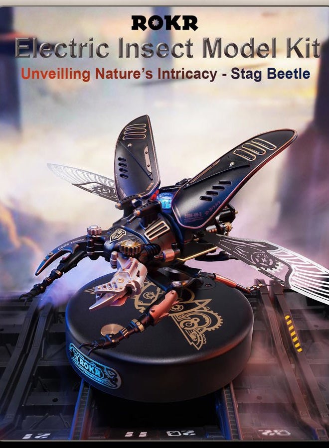 ROKR 3D Puzzles for Adults Electric Insect Metal Model Building Kit Desk Toys Hobby Kit for Adults Gift for Teens (Stag Beetle) - Image 2