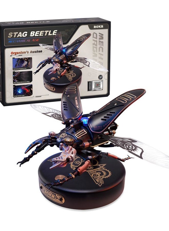 ROKR 3D Puzzles for Adults Electric Insect Metal Model Building Kit Desk Toys Hobby Kit for Adults Gift for Teens (Stag Beetle) - Image 1