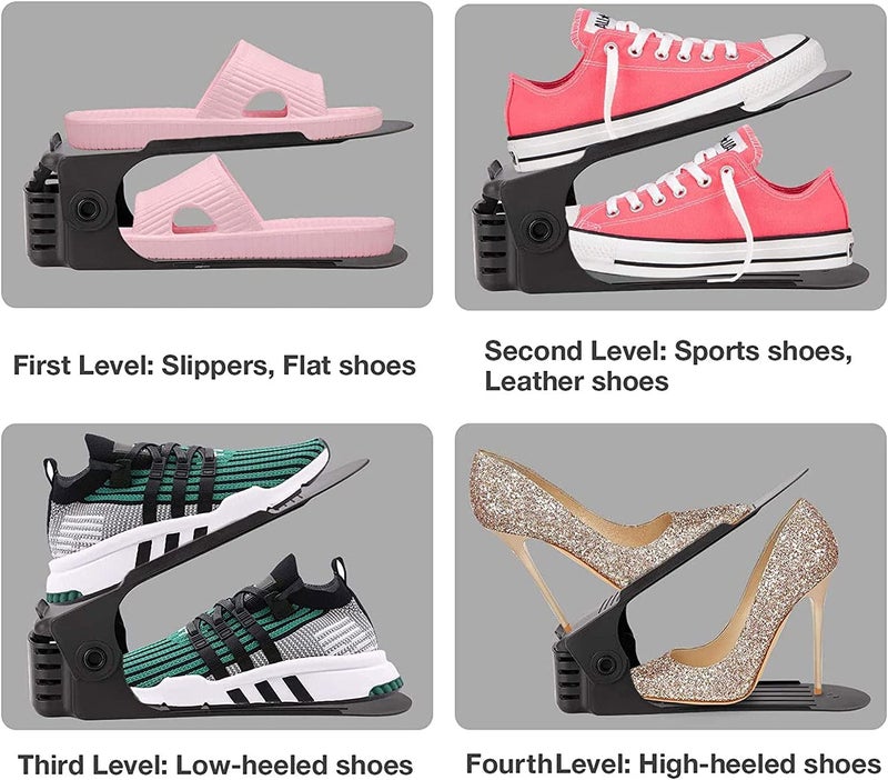 FYCAN 6 Pcs Shoe Organizer Slots Plastic Shoe Rack Double Layer Adjustable Shoe Slots Organizer Double Layer Shoe Slots No Assembly Required 50 SpaceSaving Shoe Storage Rack Holder_ Black - Image 4