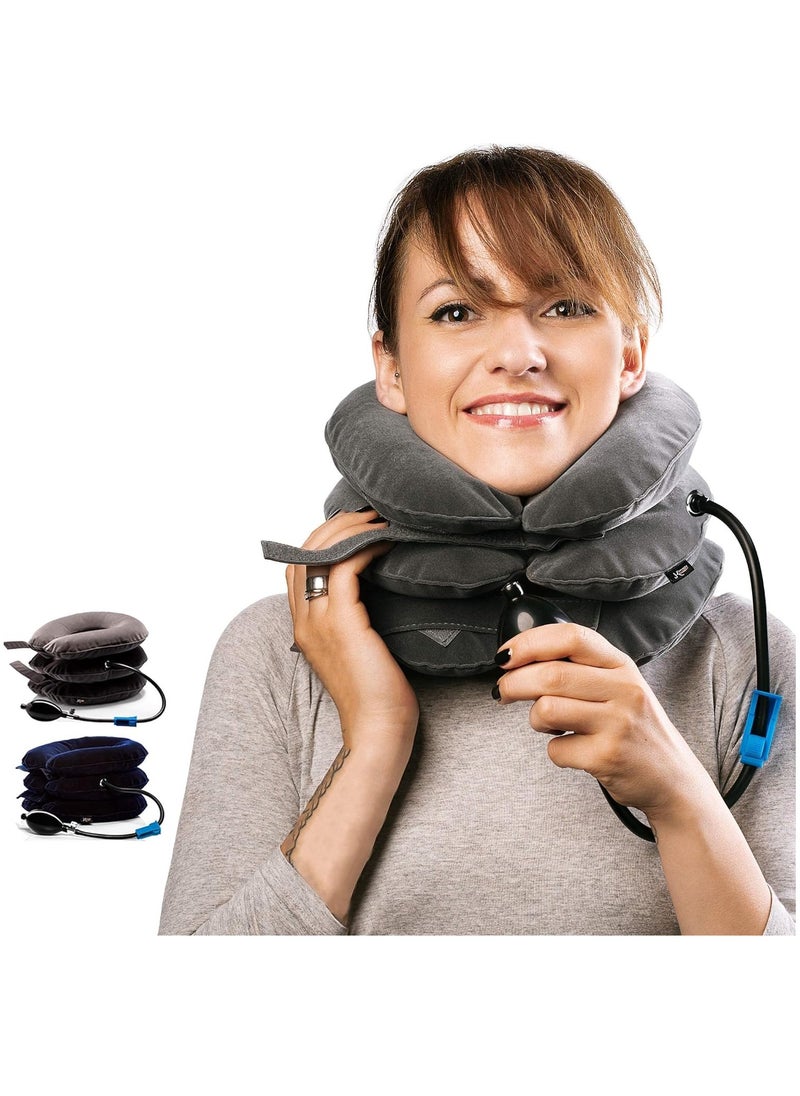 Arabest Cervical Neck Traction Device, Inflatable and Adjustable Neck Stretcher Collar Cervical Traction, Provide Neck Support Neck Traction and Chronic Neck Pain Relief for Home Use (Grey)  - Image 1