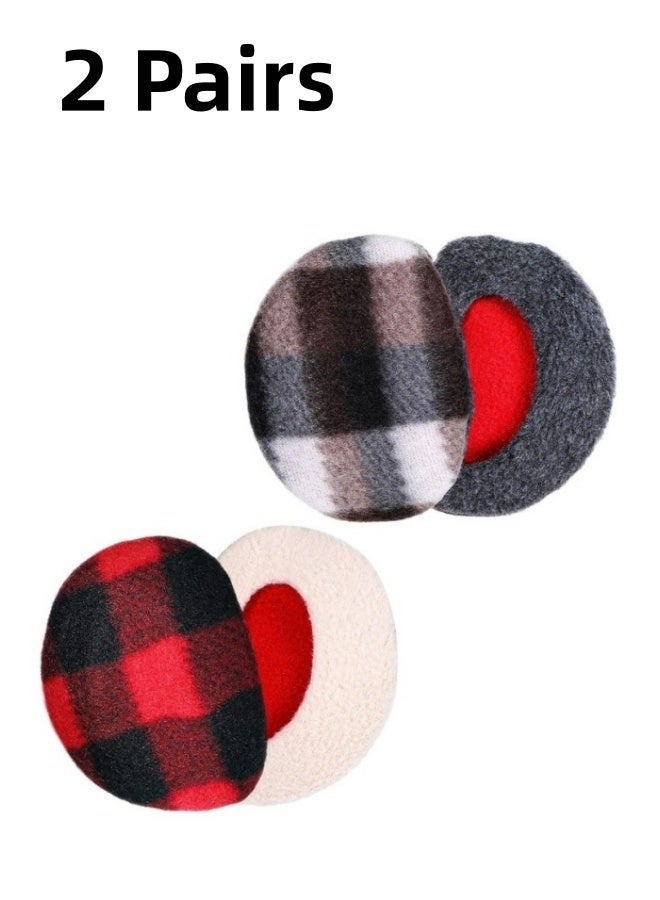 2 Pairs Bandless Earmuffs Fleece Material For Men Women Cold Weather Outdoor Activities Skiing Hiking Camping Warm Comfortable Soft Lightweight Ear Protection - Image 1
