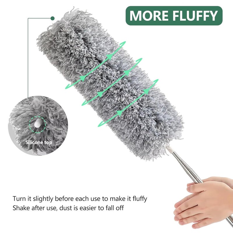 PUREWIPE Flexible Fan Cleaning Feather Duster | Ceiling Fan Cleaner | Wall & Roof Cleaning | Fan Cleaning mop with Long Rod Home Gadgets & Cleaning Essentials (100 Inch Feather Duster) - Image 2