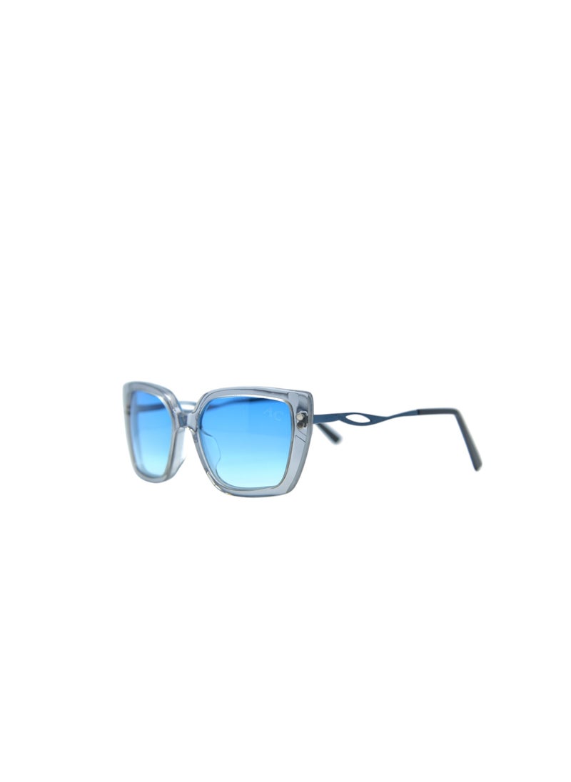 Armando Cavelli - Authentic Armando Cavelli sunglasses, crafted from carefully selected premium acetate for a luxurious look and longevity with extensive use. This model combines modernity and classic style, with a raw light grey transparent acetate front and mat blue -plated metal temples to complete your luxury look. Comes with premium polymer lenses offer UV400 protection in a gradient sky blue. - Image 1